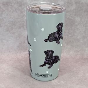 Serengeti Black Lab Labrador Dog Print Insulated Travel Tumbler Mug with Lid
